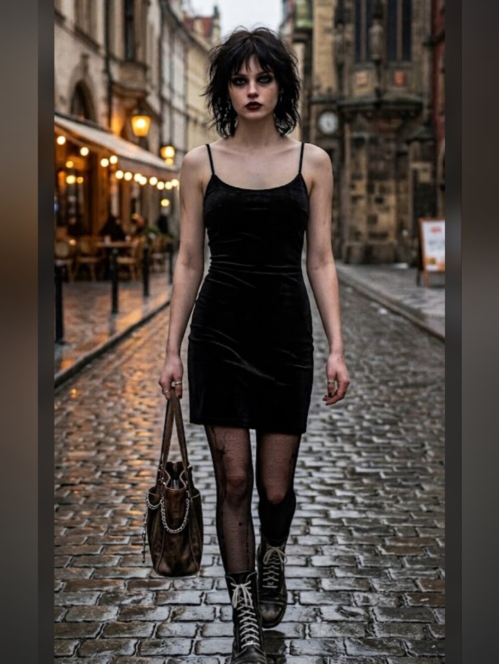Crystal Sky Square Neck Black Velvet Dress L 90s Y2K Grunge Whimsigoth #drs3.4